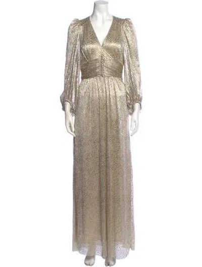 Pre-owned Ba&sh Animal Print Long Dress In Gold