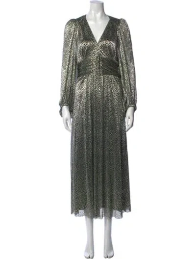 Pre-owned Ba&sh Animal Print Long Dress In Gold/metallic