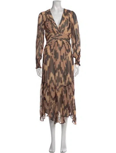 Pre-owned Ba&sh Animal Print Long Dress In Neutral
