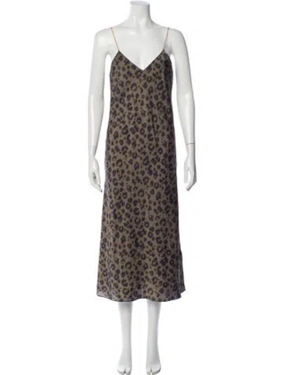 Pre-owned Ba&sh Animal Print Long Dress In Neutral