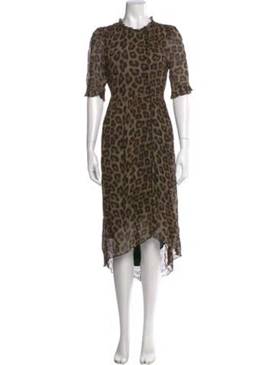 Pre-owned Ba&sh Animal Print Long Dress In Neutral