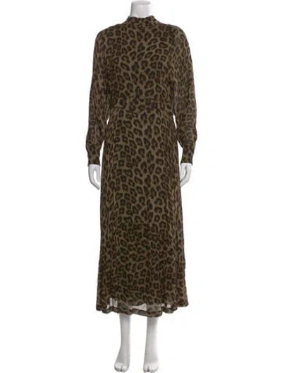 Pre-owned Ba&sh Animal Print Long Dress In Neutral