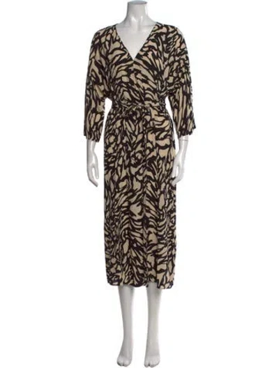 Pre-owned Ba&sh Animal Print Long Dress In Neutrals