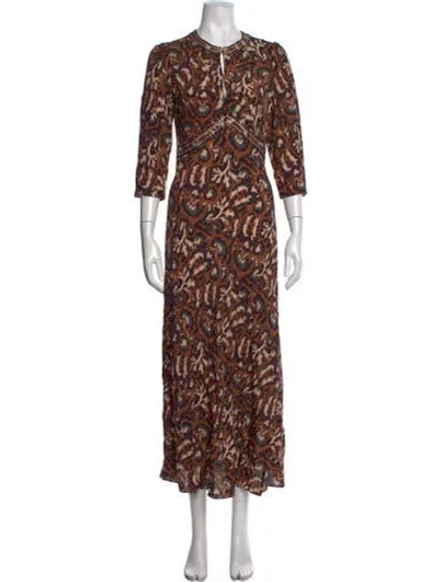Pre-owned Ba&sh Animal Print Long Dress In Neutrals