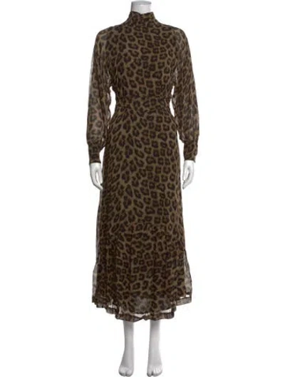 Pre-owned Ba&sh Animal Print Long Dress In Neutrals