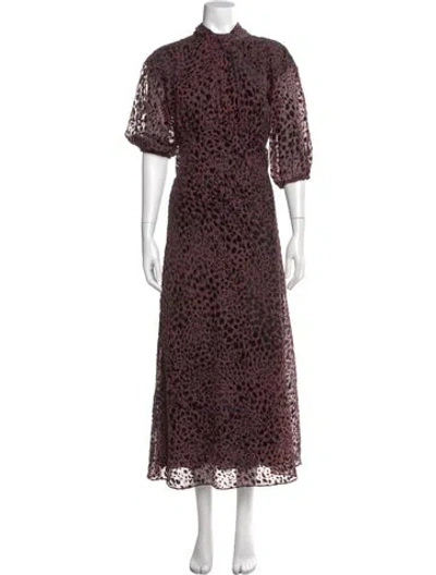 Pre-owned Ba&sh Animal Print Long Dress In Purple