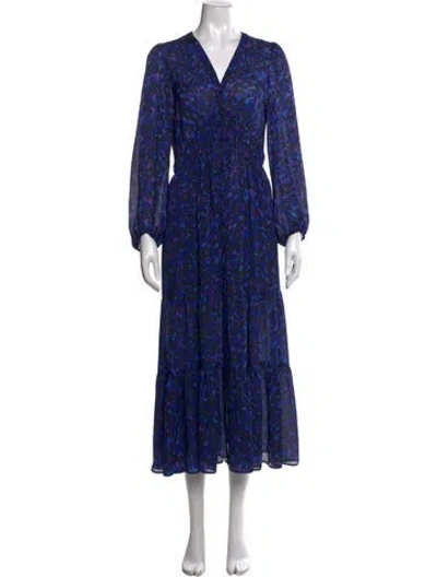 Pre-owned Ba&sh Animal Print Long Dress W/ Tags In Blue