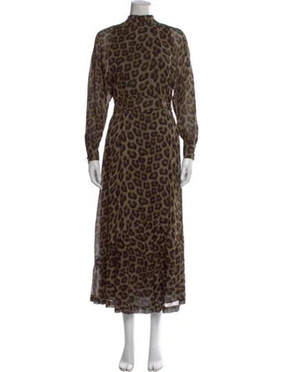 Pre-owned Ba&sh Animal Print Long Dress W/ Tags In Neutral