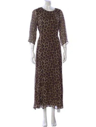 Pre-owned Ba&sh Animal Print Long Dress W/ Tags In Neutral