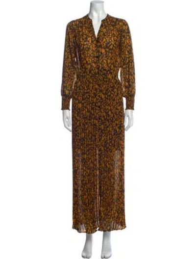 Pre-owned Ba&sh Animal Print Long Dress W/ Tags In Yellow