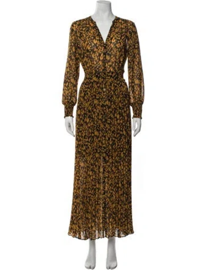 Pre-owned Ba&sh Animal Print Long Dress In Yellow