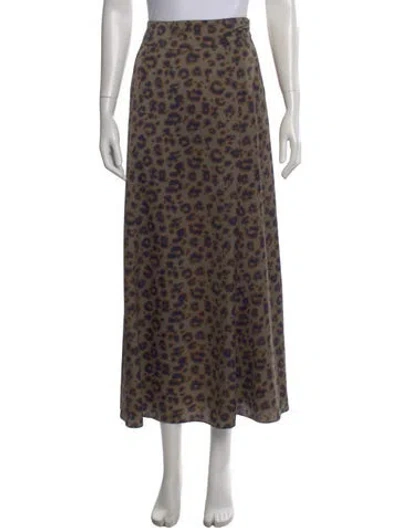 Pre-owned Ba&sh Animal Print Long Skirt In Brown