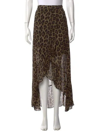 Pre-owned Ba&sh Animal Print Long Skirt In Brown