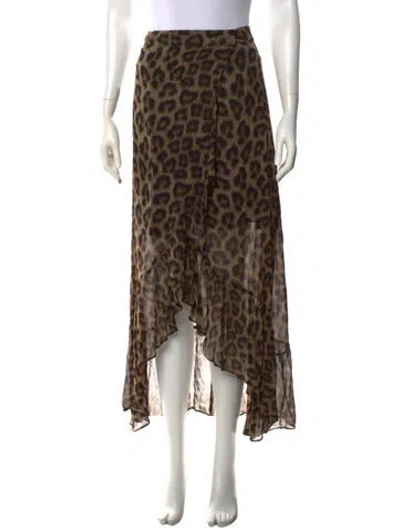 Pre-owned Ba&sh Animal Print Long Skirt In Brown