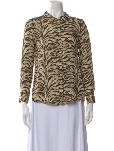 Pre-owned Ba&sh Animal Print Long Sleeve Blouse In Black