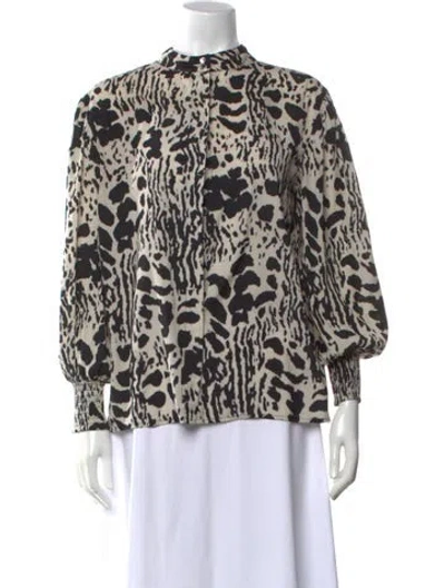 Pre-owned Ba&sh Animal Print Long Sleeve Blouse In Neutral