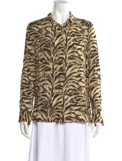 Pre-owned Ba&sh Animal Print Long Sleeve Blouse In Neutral