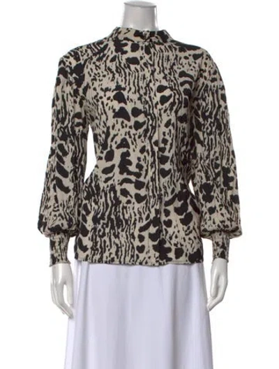 Pre-owned Ba&sh Animal Print Long Sleeve Blouse In Neutral