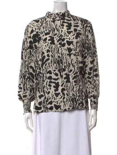 Pre-owned Ba&sh Animal Print Long Sleeve Blouse In Neutrals