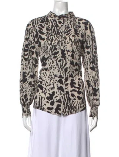Pre-owned Ba&sh Animal Print Long Sleeve Blouse In Neutrals