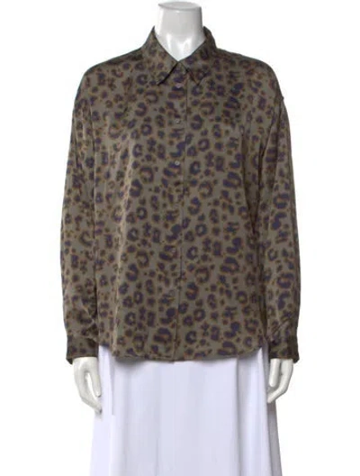 Pre-owned Ba&sh Animal Print Long Sleeve Blouse In Neutrals