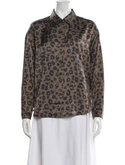Pre-owned Ba&sh Animal Print Long Sleeve Blouse In Neutrals