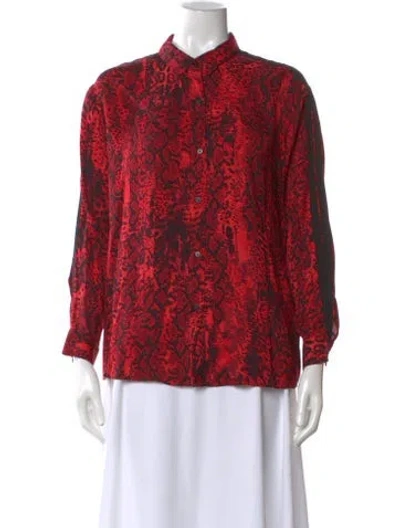 Pre-owned Ba&sh Animal Print Long Sleeve Blouse In Red