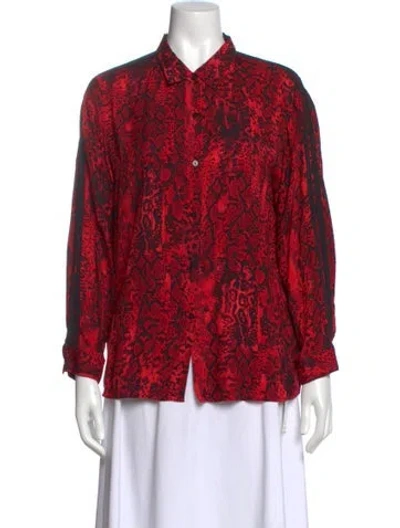 Pre-owned Ba&sh Animal Print Long Sleeve Blouse In Red