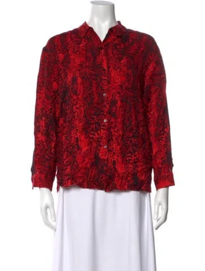 Pre-owned Ba&sh Animal Print Long Sleeve Blouse In Red