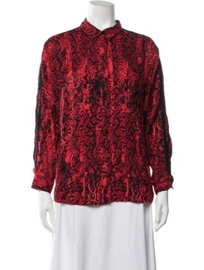 Pre-owned Ba&sh Animal Print Long Sleeve Blouse In Red