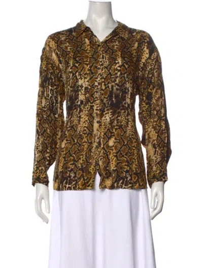 Pre-owned Ba&sh Animal Print Long Sleeve Blouse In Yellow