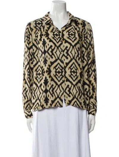 Pre-owned Ba&sh Animal Print Long Sleeve Button-up Top