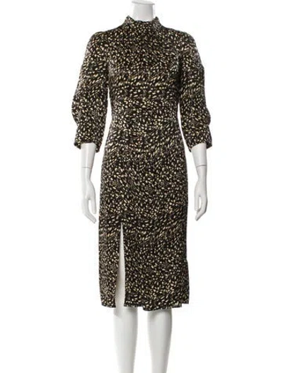 Pre-owned Ba&sh Animal Print Midi Length Dress In Black