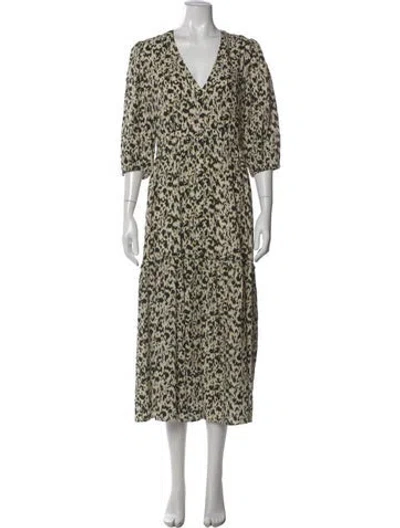 Pre-owned Ba&sh Animal Print Midi Length Dress In Black