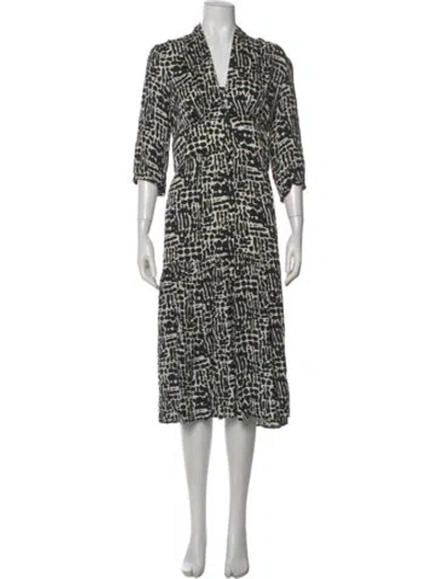 Pre-owned Ba&sh Animal Print Midi Length Dress In Black