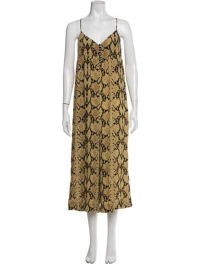 Pre-owned Ba&sh Animal Print Midi Length Dress In Black