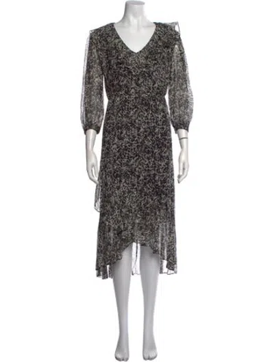 Pre-owned Ba&sh Animal Print Midi Length Dress In Black