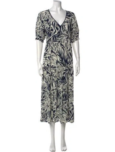 Pre-owned Ba&sh Animal Print Midi Length Dress In Blue