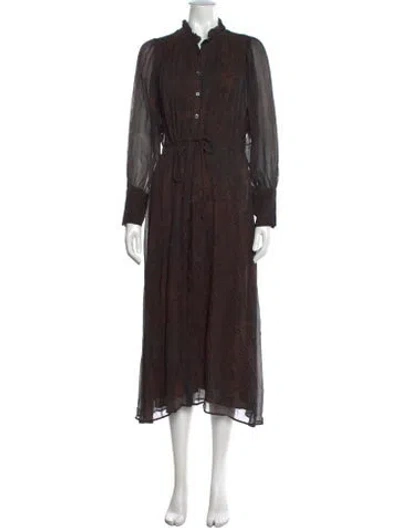 Pre-owned Ba&sh Animal Print Midi Length Dress In Brown