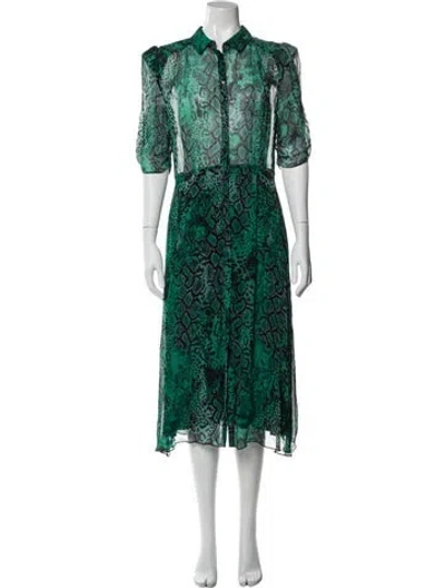 Pre-owned Ba&sh Animal Print Midi Length Dress In Green