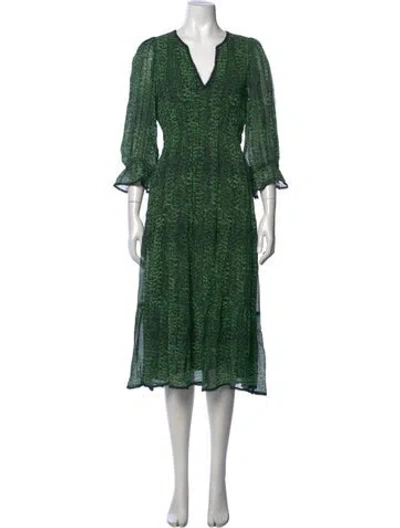 Pre-owned Ba&sh Animal Print Midi Length Dress In Green