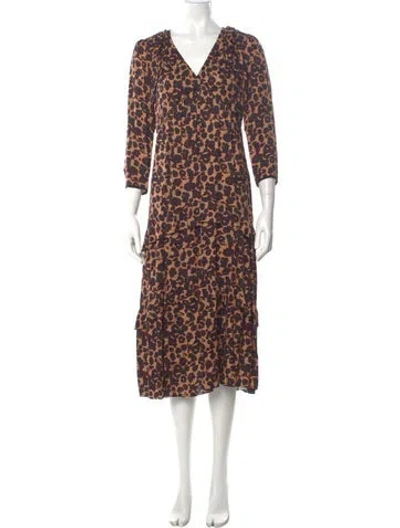 Pre-owned Ba&sh Animal Print Midi Length Dress In Multi