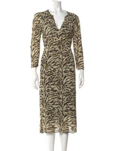 Pre-owned Ba&sh Animal Print Midi Length Dress In Neutral