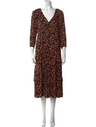 Pre-owned Ba&sh Animal Print Midi Length Dress In Neutral