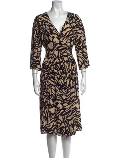 Pre-owned Ba&sh Animal Print Midi Length Dress In Neutral