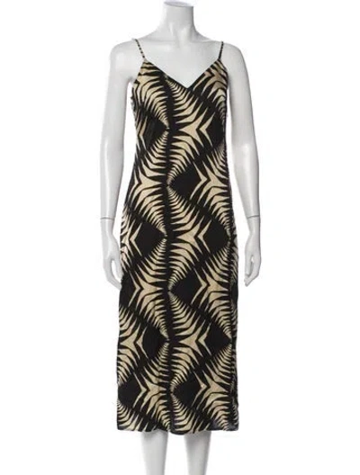 Pre-owned Ba&sh Animal Print Midi Length Dress W/ Tags In Black/neutrals