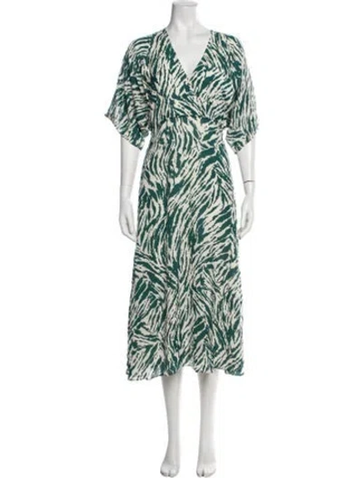 Pre-owned Ba&sh Animal Print Midi Length Dress W/ Tags In Green