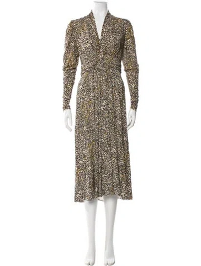 Pre-owned Ba&sh Animal Print Midi Length Dress W/ Tags In Neutral