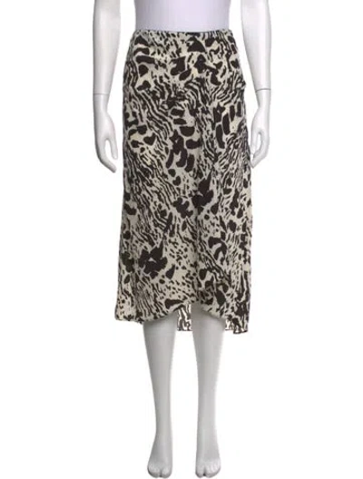 Pre-owned Ba&sh Animal Print Midi Length Skirt In Black