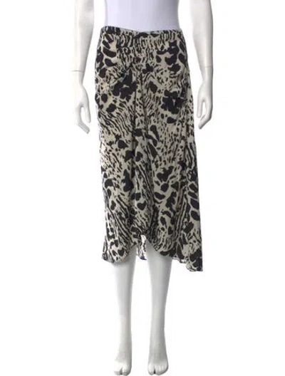 Pre-owned Ba&sh Animal Print Midi Length Skirt In Black
